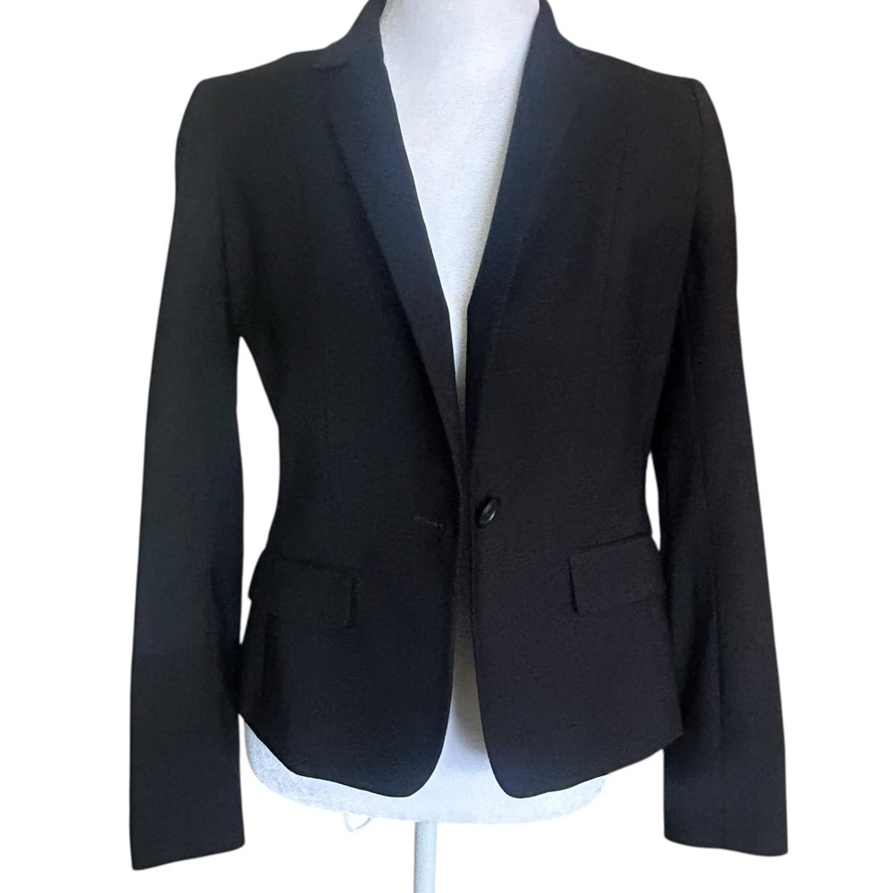Talbots Black Single Button Cropped Wool Blazer S… - image 2